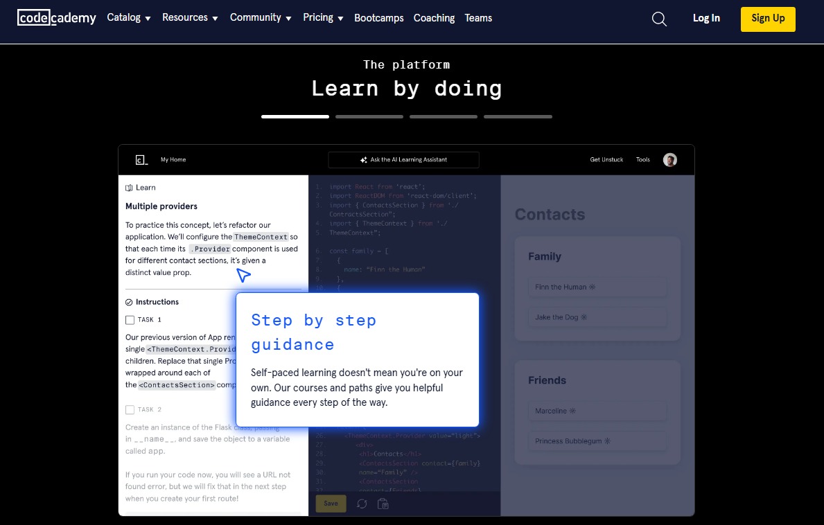 landing page example of codecademy